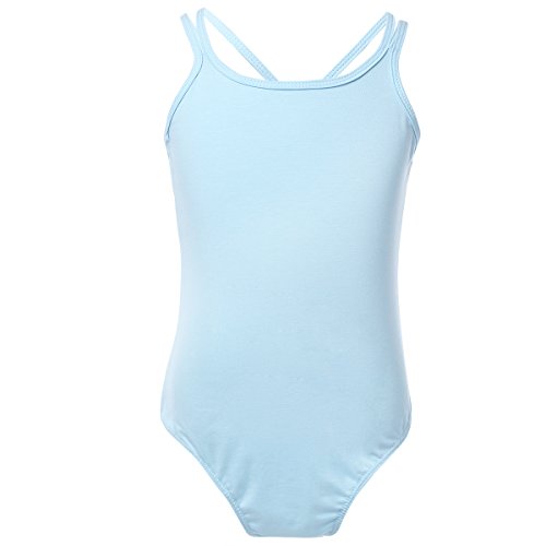 ranrann Mädchen Ballett Trikot Einteiler Ballettanzug Ballettbody Ballettkleidung Kinder Baumwolle Tanzbody Gymnastik Akrobatik Training Dancewear 3-14 Jahre Blau 122-128/7-8 Jahre von ranrann