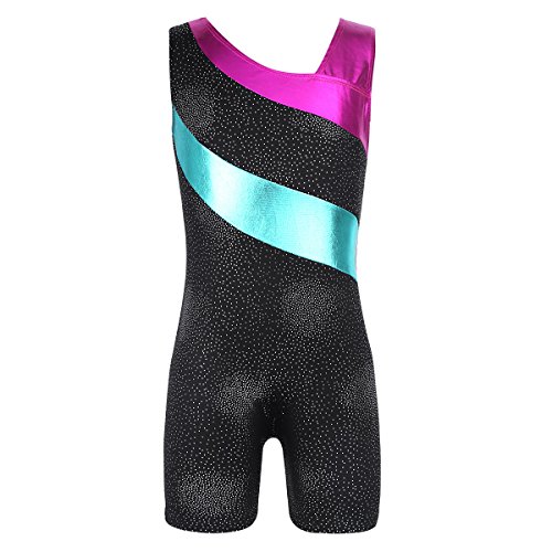 ranrann Mädchen Body Ballett Trikot Tanz Leotard Overall mit Kurze Hose Short Kinder Trikotanzug Ballettanzug Einteiler Gymnastikanzug Akrobatik Training Dancewear Schwarz 140-152/10-12 Jahre von ranrann