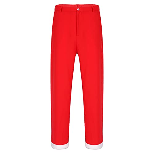 ranrann Weihnachten Hose Herren Nikolaus Kostüm Samt Pants mit Gummizug Männer Weihnachtsmann Cosplay Christmas Outfits Fasching Rot_B 3XL von ranrann