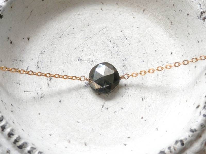 Der Glaube Halskette Pyrite Pebble Münze Perle Stil von ransomjewelry