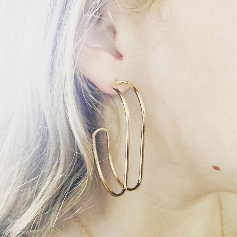 Gold Ohrring/Track Chunky Fett Creolen Nickel Frei Statement Hoop von ransomjewelry