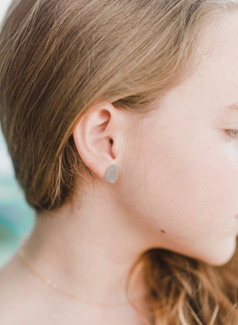 Grau Grau Taupe Greige/Drusy Quarz Ohrstecker Bio Rock Ohrring Star von ransomjewelry