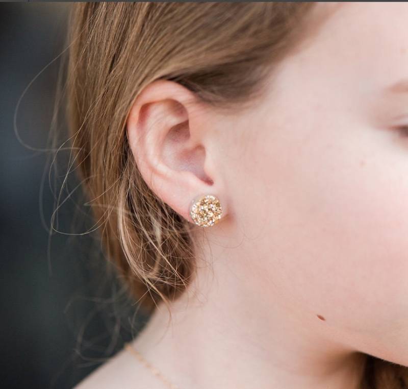 Metallic Gold // Drusy Druzy Quarz Ohrstecker Organic Rock Star von ransomjewelry