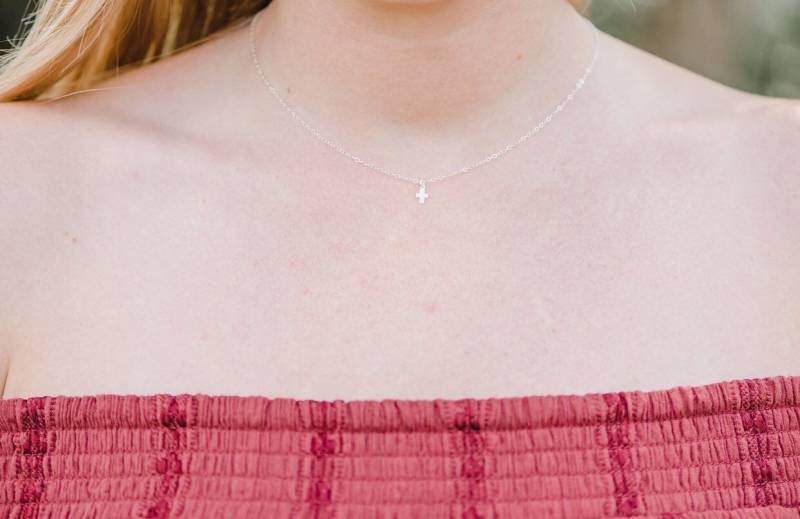 sterling Silber Itsy Bitsy Teeny Weeny Kreuz Halskette von ransomjewelry