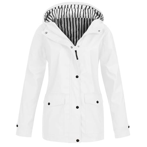raoieykaxu Regenjacke Damen Wasserdicht Einfarbig Wasserdichte Softshelljacke Gefüttert Mit Gestreift Stanzjacke Atmungsaktive Übergangsjacke Frühling Herbst Bergsteigen im Freien Wasserdichte Jacke von raoieykaxu