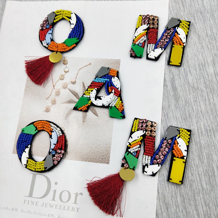 Neu Buchstabe Amo Patch-Hand Aufnäher Mit Perlen-Handmade 3D von raphaelwonders