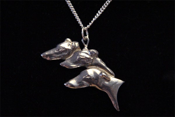 Windhund Whippet Halskette - 3 Hunde Köpfe Schmuck von rapiddogwear