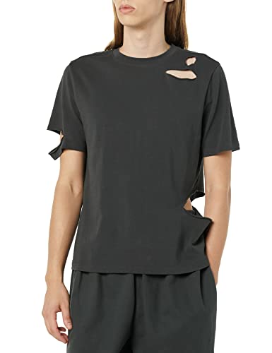 rare/self T-Shirt für alle Geschlechter, Cut-Out-Details Rundhalsausschnitt Jersey, Sanftes Schwarz, Größe 2 von rare/self
