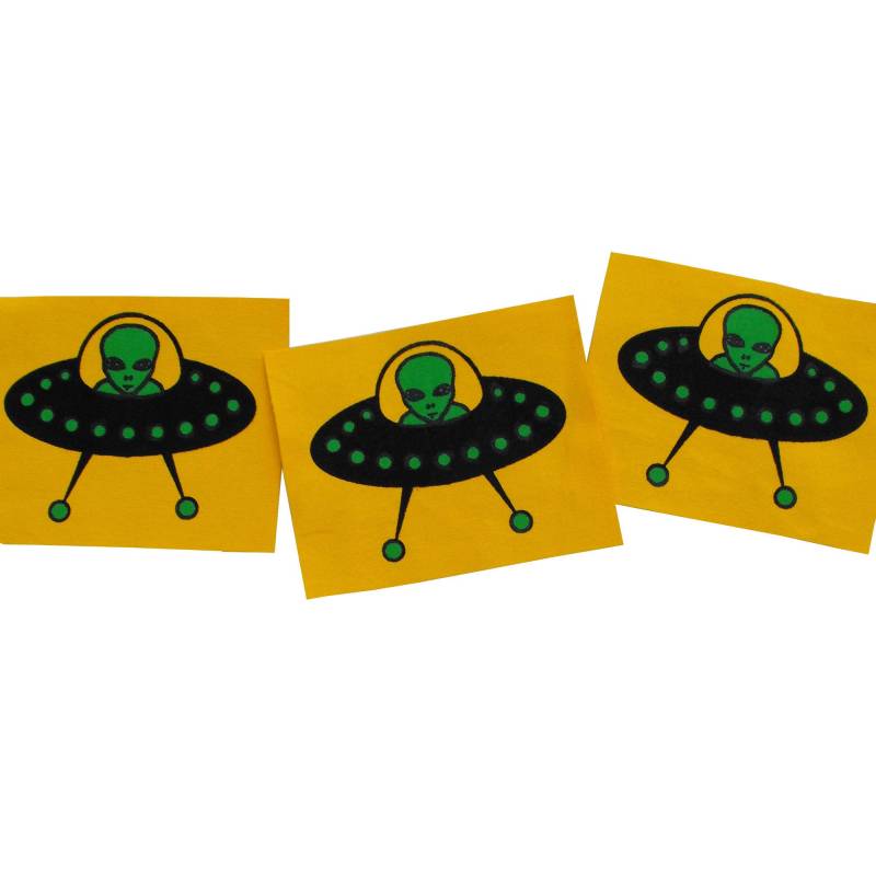 Alien Patch Ufo Retro E.t. Sci Fi Patches Et Weltraum Neuheit Siebdruck 1990Er von raygunindustries