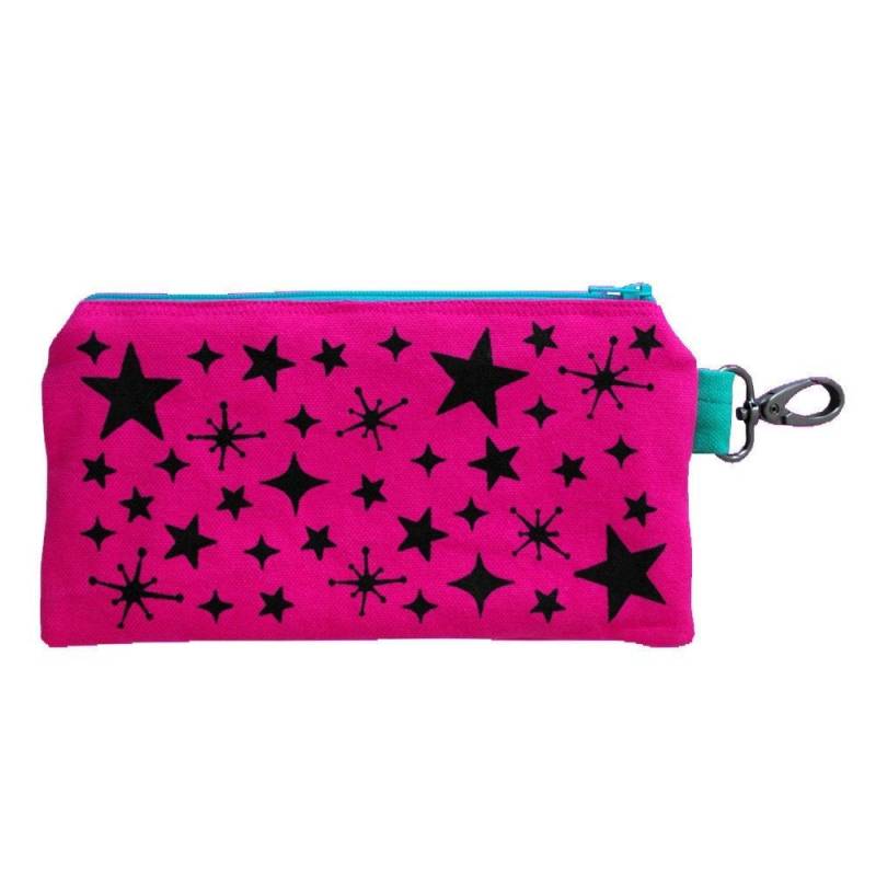 Geldbörse Tasche Stern Druck Beutel Neon Pink Und Schwarz Punk Mäppchen Sterne Heißen Rosa Reißverschluss Bildschirm Gedruckt Rohr Telefon Vegan von raygunindustries