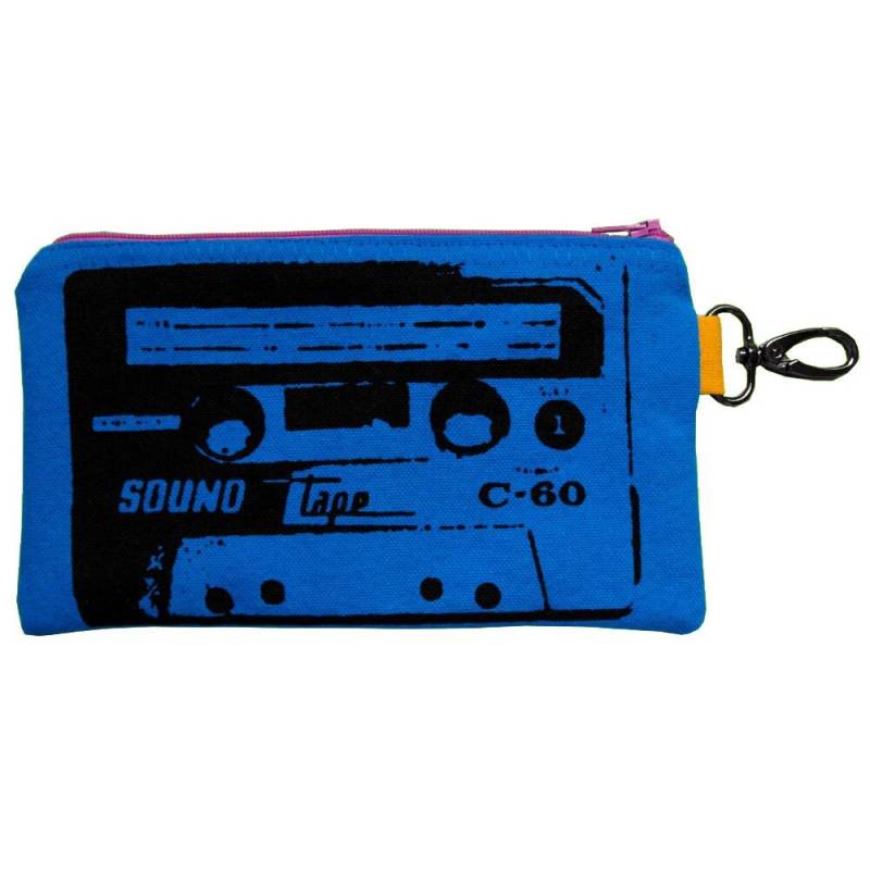 Retro Geldbörse Kassetten Tape Siebdruck Druck Beutel 80Er Jahre Clutch Zip Bleistift Tasche Mens Telefon Brieftasche Clip Auf Blau von raygunindustries