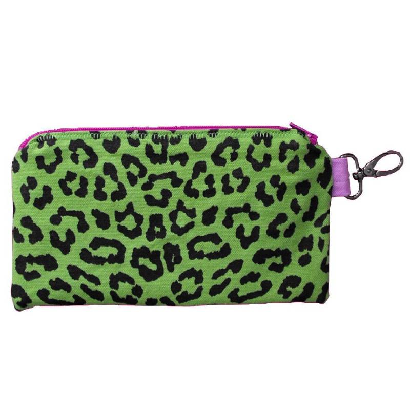 Siebdruck Gedruckt Beutel Leopard Druck Kupplung Reißverschluss Bleistift Tasche Wallet Punk Täschchen Telefon Handtasche Make-Up Lindgrün von raygunindustries