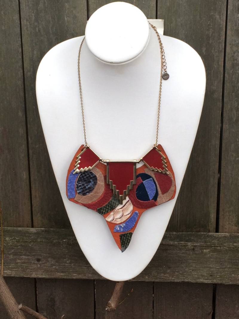 Austauschbare Leder Kollier/Geschichtet Mit Gold Trimmen von reMIXSTYLEbyYami