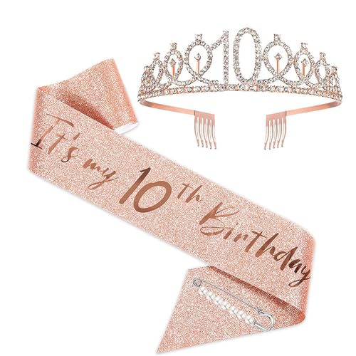 realideas Geburtstag Mädchen Schärpe und Tiara - Rose Gold Tiara und Schärpe Set Geburtstag Schärpe und Tiara Kinder Strass Geburtstag Krone Set realideas Geburtstag Mädchen Schärpe und Tiara - Rose Gold Tiara und Schärpe Set Geburtstag Schärpe und Tiara Kinder Strass Geburtstag Krone Set von realideas