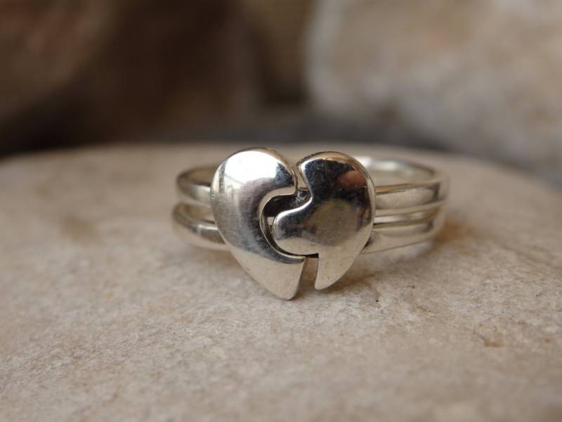 2 Stück Herz Form Sterling Silber Paare Ring-Set, Verlobungsringe, Eheringe, Passende Ringe, Versprechen Ringe Für von rebekajewelry