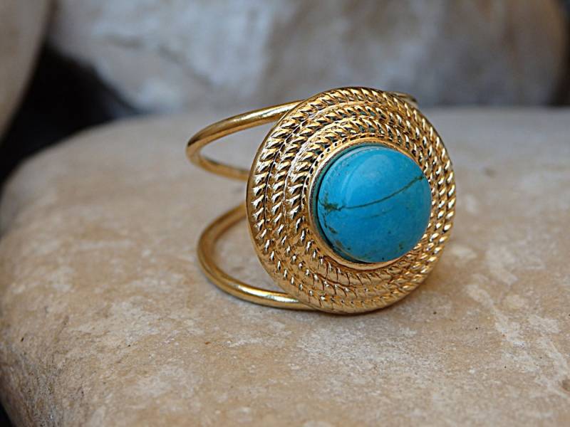 Abgerundeter Türkis Ring 14K Goldfilled Edelstein Ring von rebekajewelry