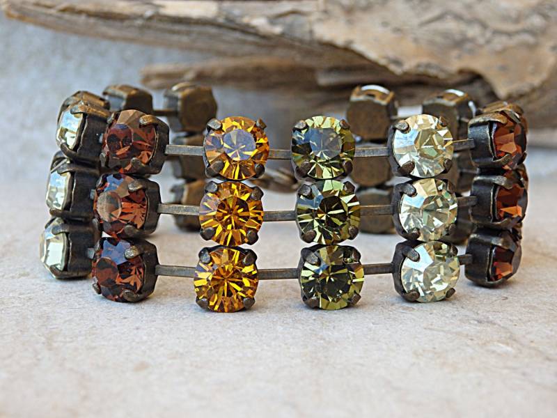 Antik Stil Armband, Vintage Messing Armband. Armband Bunt, Braun Gelb Citrin Olivgrün Mint Chunky Abendarmband Antik Stil Armband, Vintage Messing Armband. Armband Bunt, Braun Gelb Citrin Olivgrün Mint Chunky Abendarmband von rebekajewelry