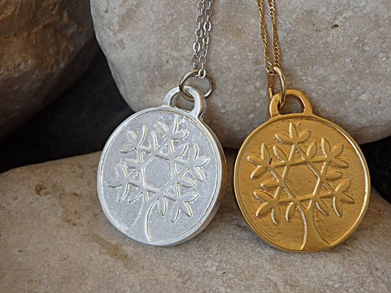 Baum Des Lebens Halskette, Anhänger, Silber Gold Stammbaum Davidstern Münze Arbol De La Vida von rebekajewelry