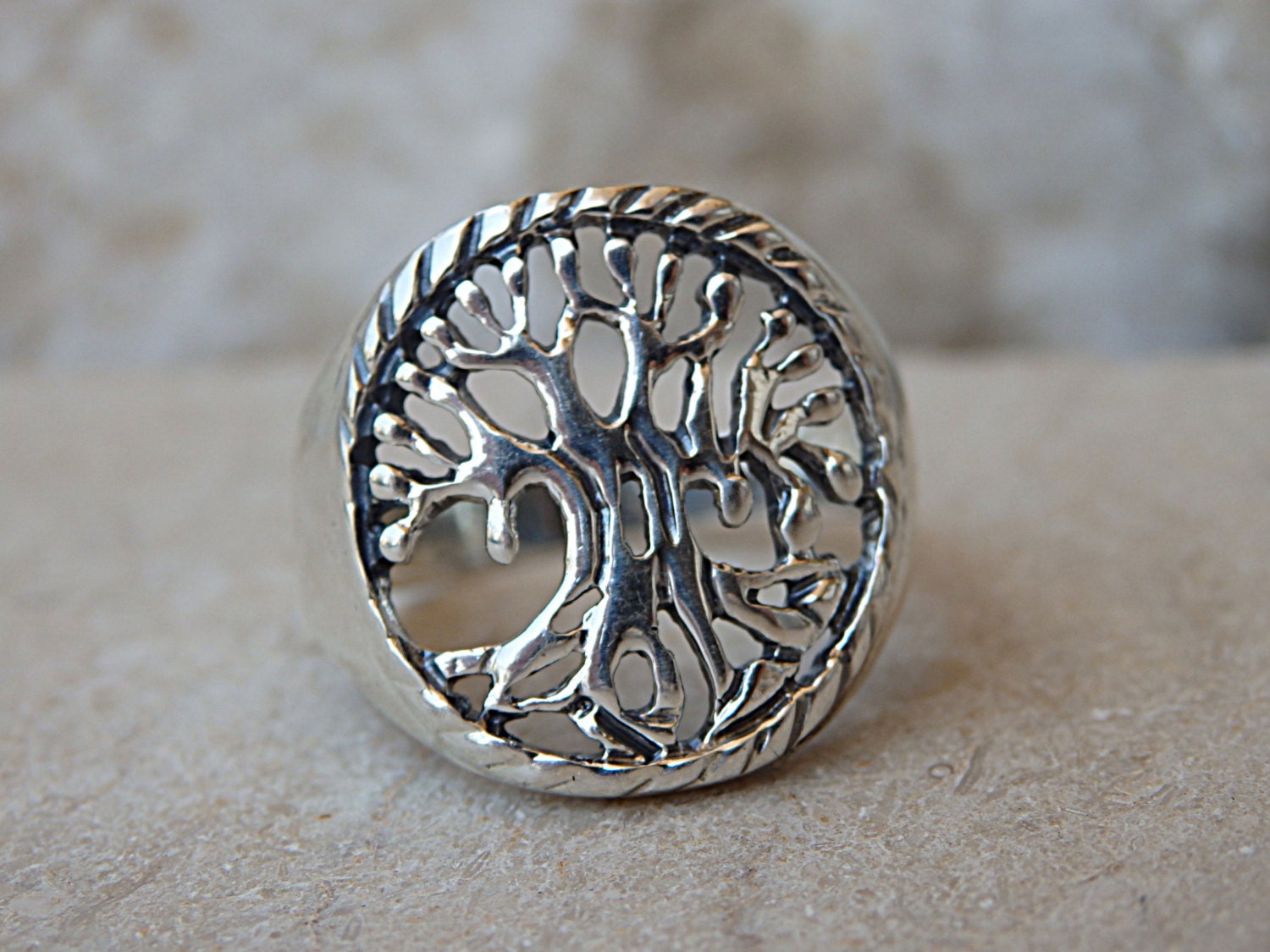 Baum Des Lebens Ring. Handgefertigte Ringe. Sterling Silber 925 Eternity Ring, Herren Damen Schmuck, Siegelring. Stammbaum Ring von rebekajewelry