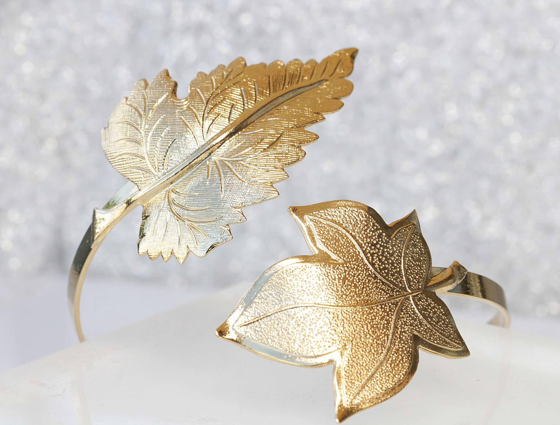 Blatt Armband, Oberarm Armband, Gold Braut Blätter Armreif, Statement Manschette, Rustikale Hochzeit, Handgemachter Einzigartiger Schmuck von rebekajewelry