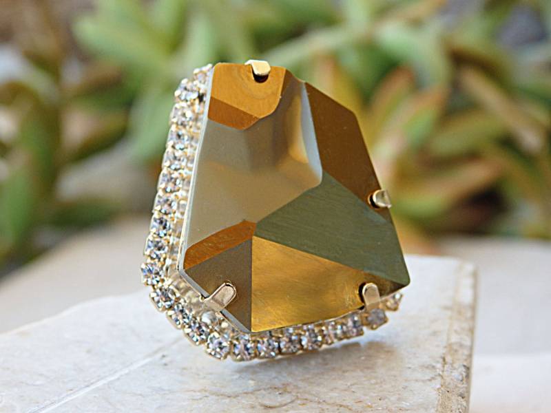 Bronze Ring, Raw Einzigartige Metallic Schmuck, Statement Ringe, Cocktail Brauner Ring, High Fashion Schmuck, Für Bräute von rebekajewelry