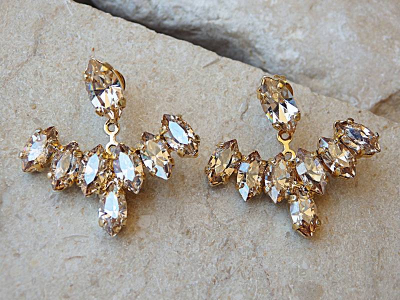 Champagner Ohr Jacket Ohrringe, Gold Jackets, Ear Fächer Braut Jackets Für Brautjungfer Geschenk von rebekajewelry