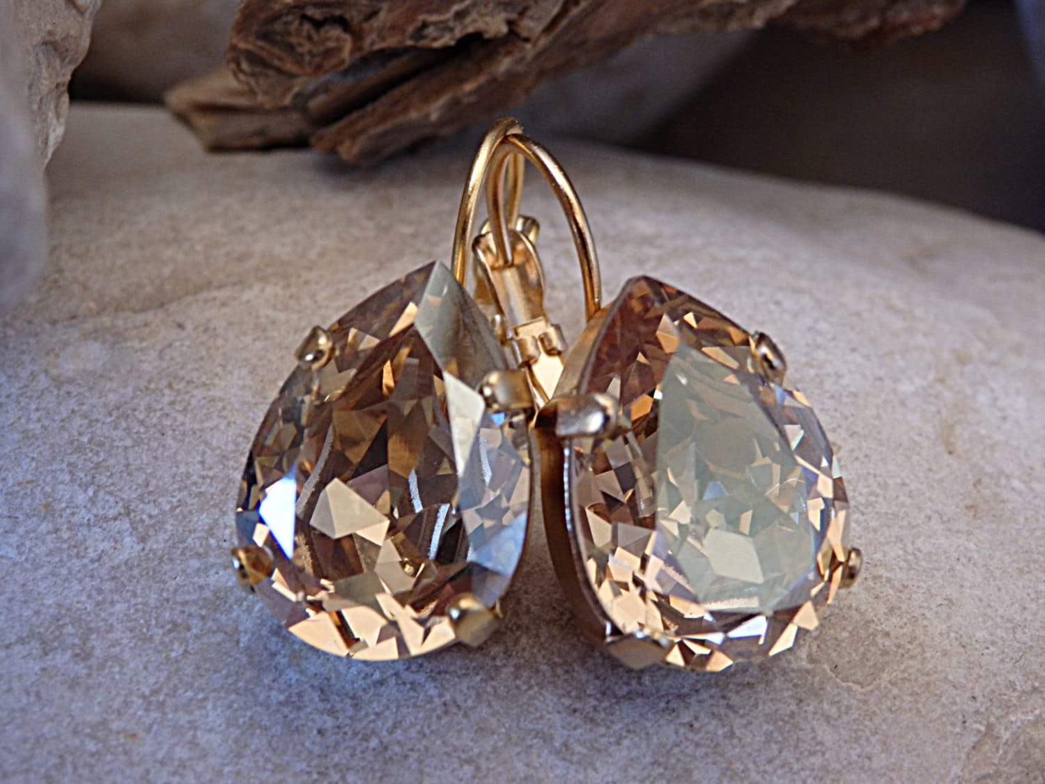 Champagner Tropfen Ohrringe, Halo Teardrop Braut Brautjungfer Schmuck Geschenk von rebekajewelry