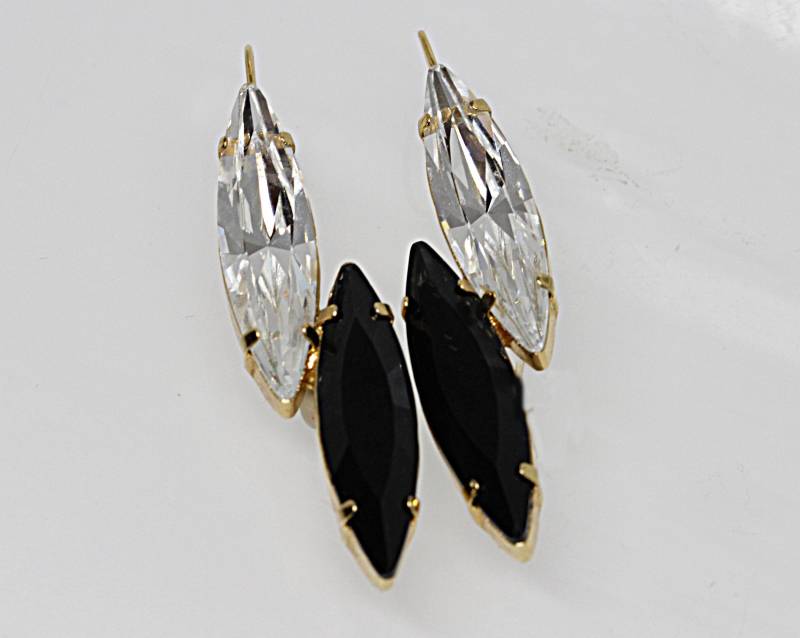 Cocktail Schwarze Ohrringe, Abschlussball Statement Klare Abend Vintage Schmuck, Mutter Des Bräutigams Braut von rebekajewelry