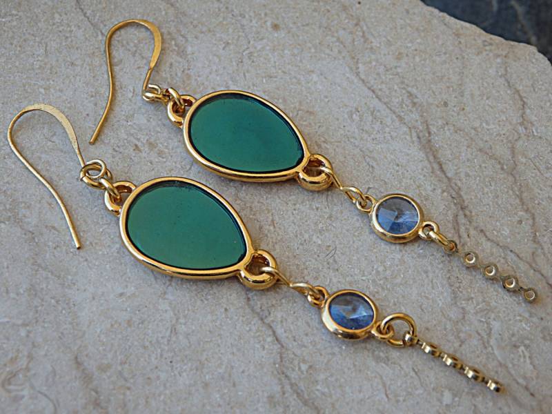 Frauen Ohrringe, Emaille Und Ohrringe. Gold Blau Türkis Schmuck. Frau Geschenkidee von rebekajewelry