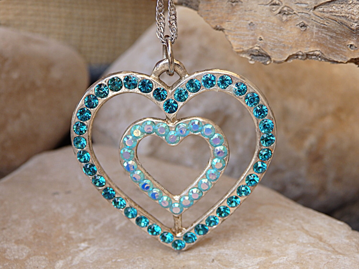 Doppel Herz Halskette, Schwestern Mutter Tochter Schmuck Geschenk, Silber Blau Geformt Zwei Herzen Halskette Für Sie Doppel Herz Halskette, Schwestern Mutter Tochter Schmuck Geschenk, Silber Blau Geformt Zwei Herzen Halskette Für Sie von rebekajewelry