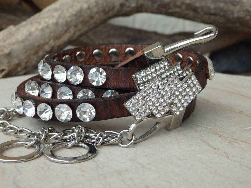 Schmales Lederband Kristall Gürtel. Schwarzer Ledergürtel. Dünner Frauen Gürtel Aus Leder. Lederband. Verstellbarer Gurt von rebekajewelry