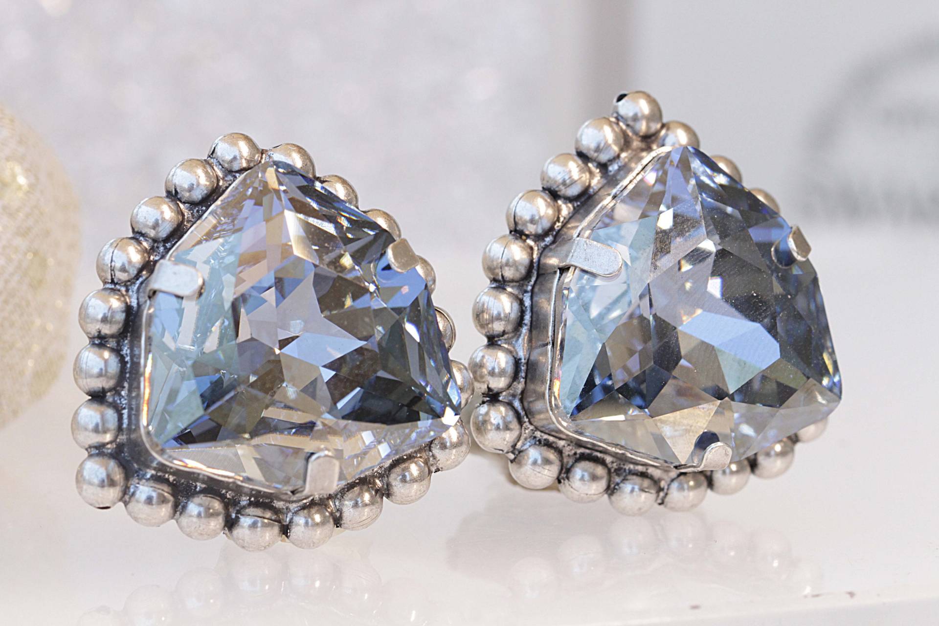 Dusty Blau Kristall Ohrstecker Braut Nicht Durchbohrt Ohrstecker von rebekajewelry