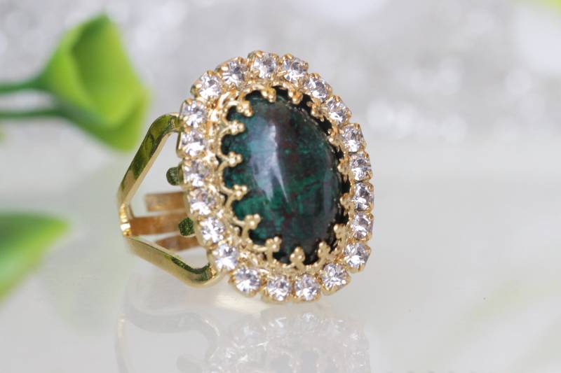 Eilat Steinring, König Solomon Ring, Naturstein Schmuck Aus Israel, Edelstein Handgemachter Kristall Grüner Vergoldeter Ring Eilat Steinring, König Solomon Ring, Naturstein Schmuck Aus Israel, Edelstein Handgemachter Kristall Grüner Vergoldeter Ring von rebekajewelry