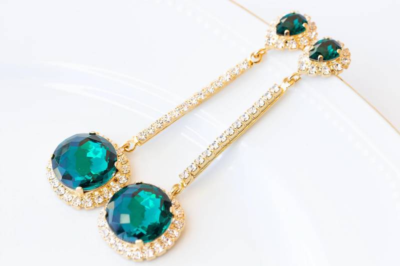 Emerald Ohrringe, Brautjungfer Geschenk, Leverback Ohrringe, Kristall Frau Grün Gold Braut Vintage Einzigartige Ohrringe Emerald Ohrringe, Brautjungfer Geschenk, Leverback Ohrringe, Kristall Frau Grün Gold Braut Vintage Einzigartige Ohrringe von rebekajewelry