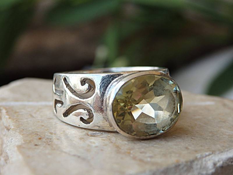 Gelber Stein Ring, Boho Citrin 925 Silber Frau Schmuck Geschenk, Edelstein Handgemachter Ring Für von rebekajewelry