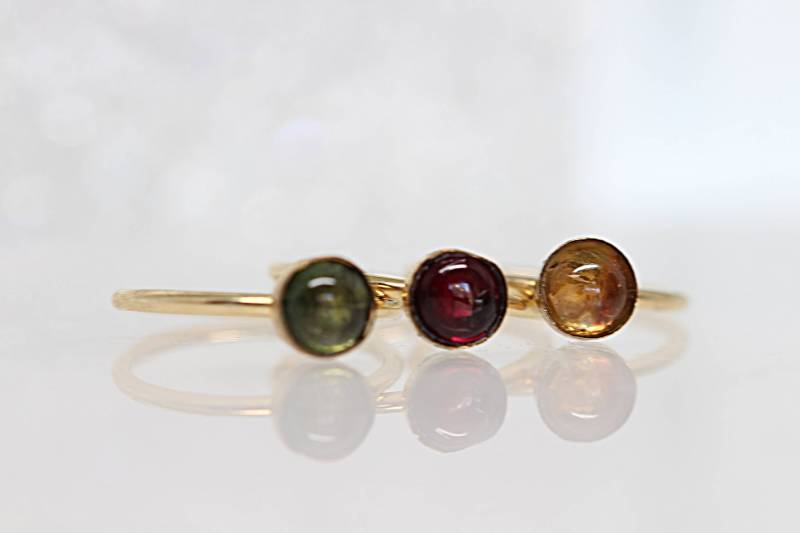 Gold Turmalin Ring, Edelstein Stapel Frauen Stapelring, Mutterring, Stapelbare Ringe, Benutzerdefinierte Echte Ring von rebekajewelry