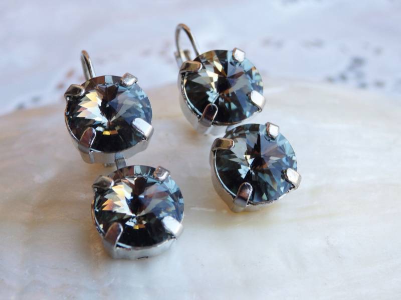 Grau Tropfen Ohrringe. Rauchgraue Kristall Graue Stein Strass Cocktail-Schmuck. Kombischmuck Für Damen. Geschenkidee von rebekajewelry