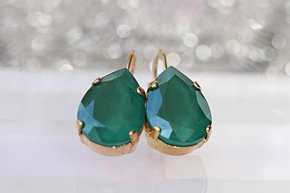Smaragd Grün Kristall Teardrop Baumeln Ohrringe Brautjungfer Ohrringe von rebekajewelry