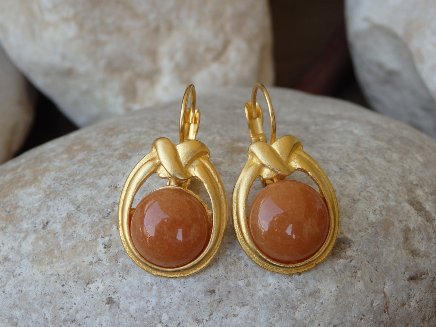 Orange Karneol Ohrringe, Mandarine Edelstein Ohrringe von rebekajewelry