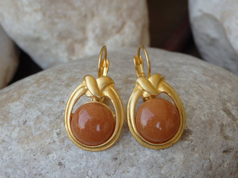 Orange Karneol Ohrringe, Mandarine Edelstein Ohrringe von rebekajewelry