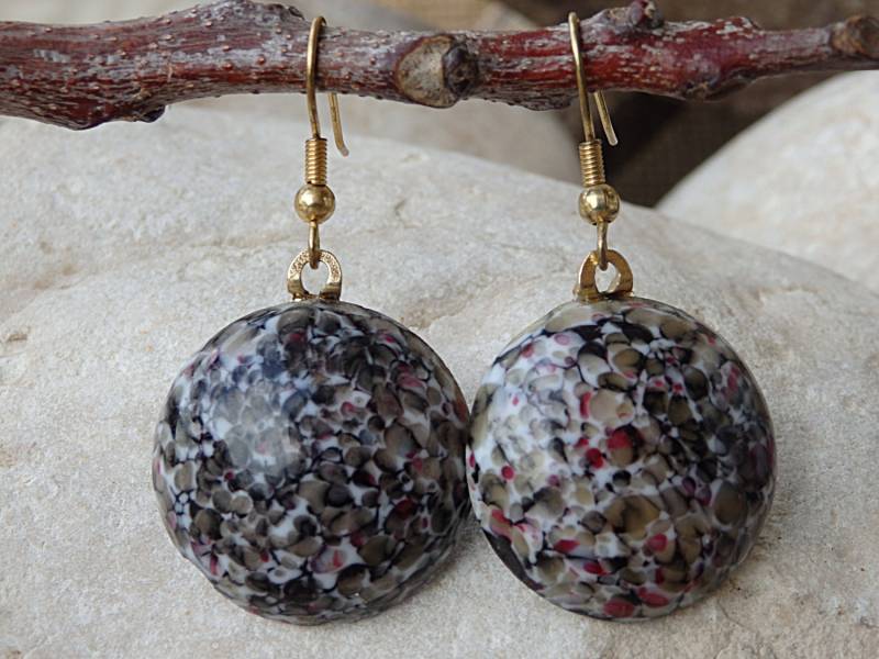 Keramik Ohrringe, Ton Bunte Schwarz Braun Rot Gold Kreis Ohrringe Einzigartige Frauen Geschenk Für Sie von rebekajewelry