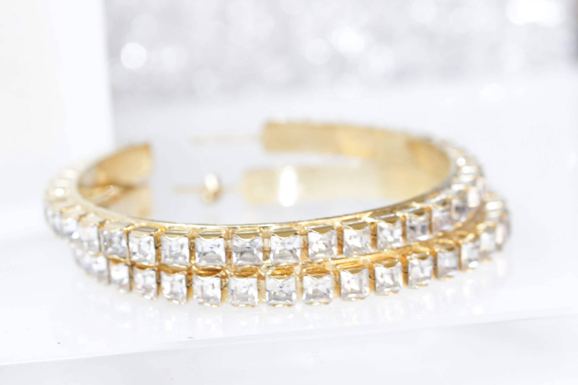 Clear Hoop Ohrringe, Extra Große Strass Vergoldete Verlobungsohrringe, Creolen, Statement Brautschmuck von rebekajewelry