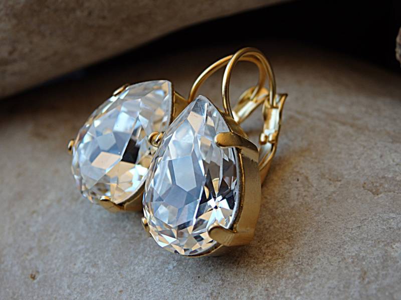 Klare Tropfen Ohrringe, Strass Klare Teardrop Braut Klar Brautjungfer Schmuck Geschenk von rebekajewelry