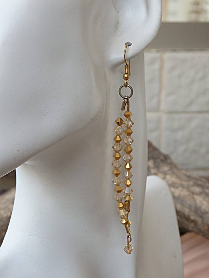 Lange Perlen Ohrringe, Champagner Perlen Ohrringe, Ohrhänger, Geschenk Für Schwester, Einzigartige Baumeln Frauen Schmuck Braut von rebekajewelry