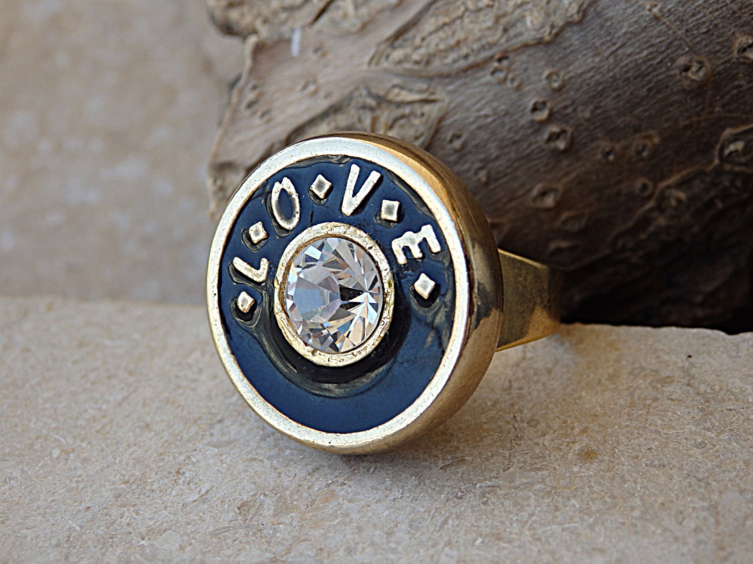 Liebesring, Abgerundeter Ring, Liebesring Mit Klaren Kristallen, Verstellbarer Goldring, Vergoldeter Frauenring, Scheibenring, Liebesgeschenk Für Sie von rebekajewelry