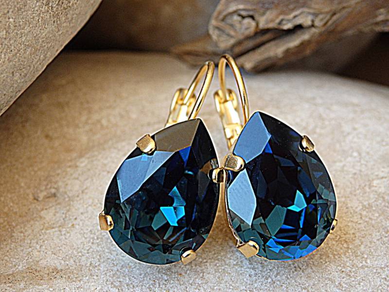 Navy Blau Tropfen Ohrringe, Strass Teardrop Braut Brautjungfer Schmuck Geschenk Navy Blau Tropfen Ohrringe, Strass Teardrop Braut Brautjungfer Schmuck Geschenk von rebekajewelry