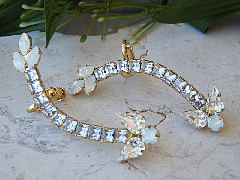 Opal Strass Ohr Kletterer Ohrringe Braut Kristall Ohrmanschette Opal Strass Ohr Kletterer Ohrringe Braut Kristall Ohrmanschette von rebekajewelry