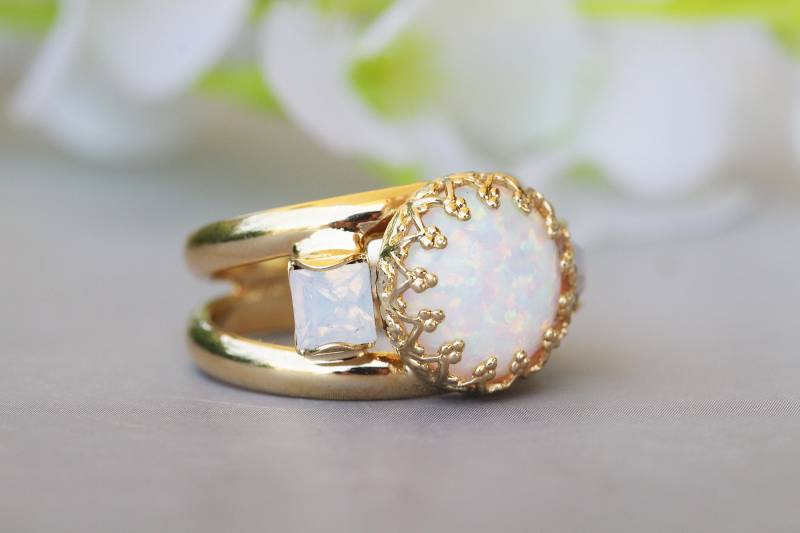 Opal Gold Gefüllter Ring, Antiker Stil Verlobungsring Opal, Vintage Opalring, Braut Goldring, Pinky Mit von rebekajewelry