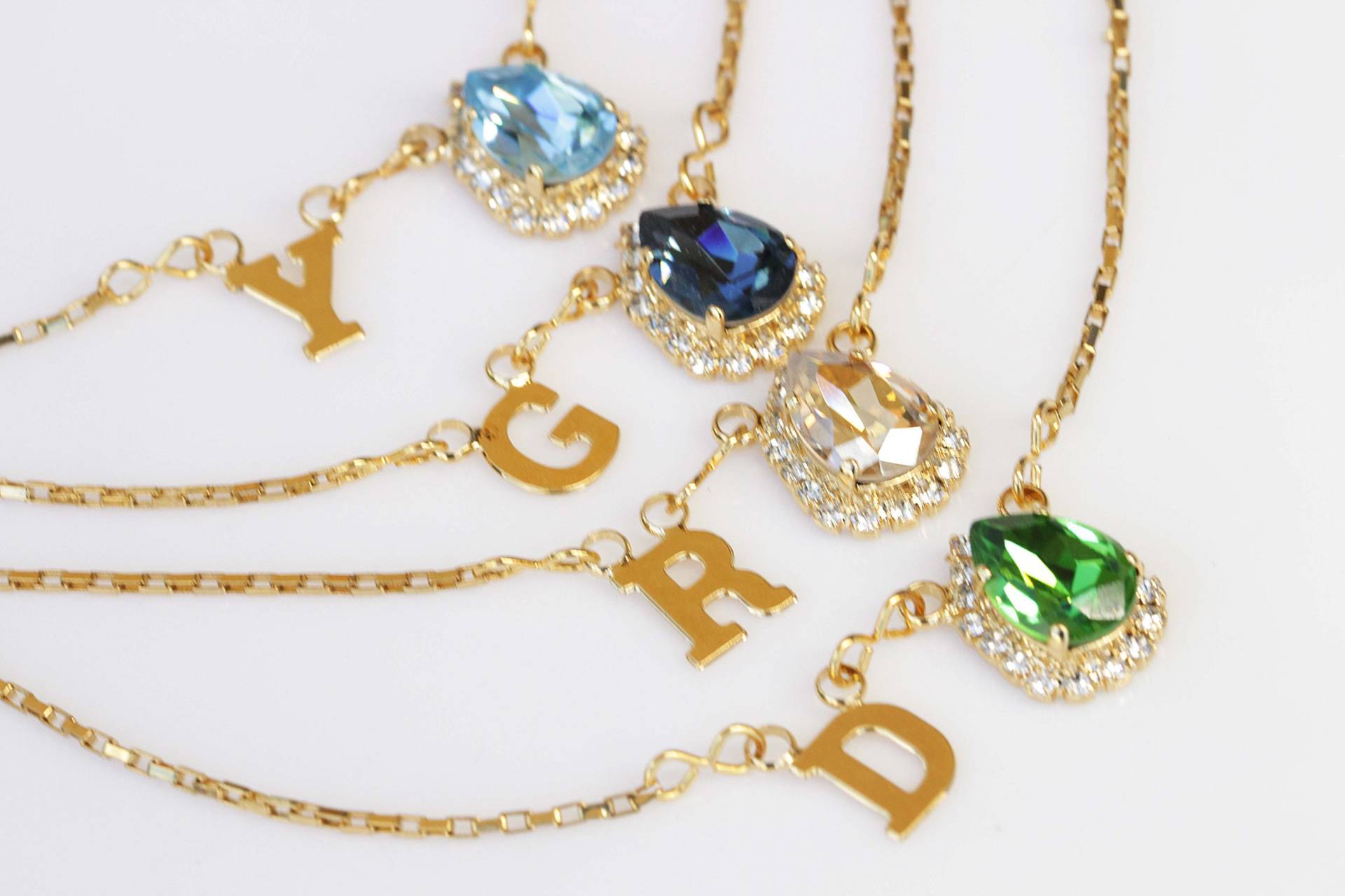 Personalisierte Halskette, Kristall Geburtsstein, Brautjungfer Schmuck von rebekajewelry