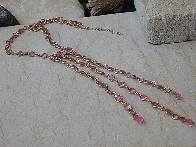 Rosa Lange Quaste Halskette, Goldfiiled Fransen Baby Und Fuchsia Halskette von rebekajewelry